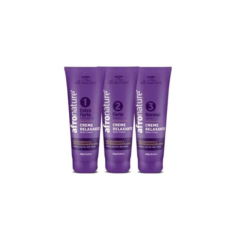 Afro Nature Creme Relaxantes Capilar Kit 3x250g - All Nature Beautecombeleza.com