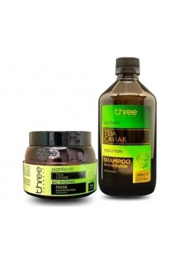 Pantovin Teia Caviar Sh + Másc Kit 2x500 - Three Therapy Beautecombeleza.com