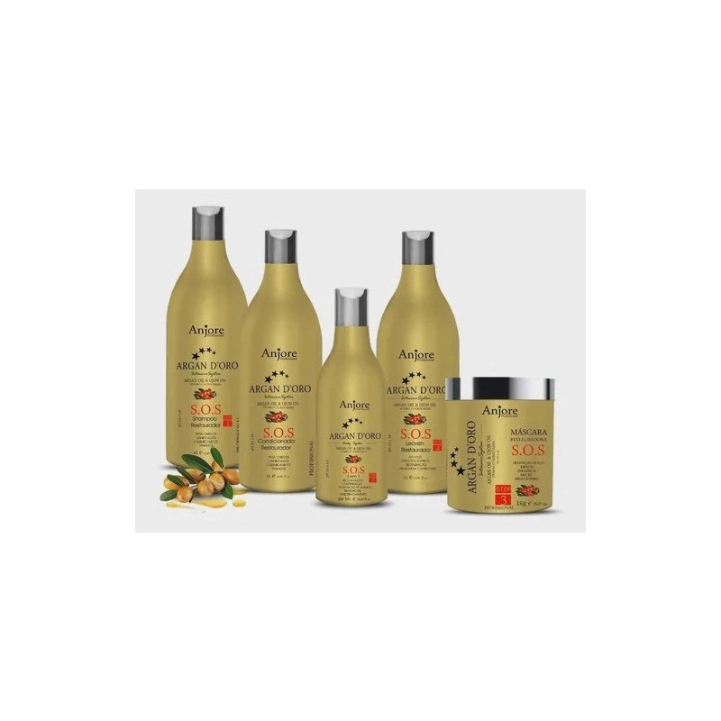 Kit Cauterização S.O.S Reconstrução, Cauterização e Hidratação Argan D'oro - Anjore Cosméticos Beautecombeleza.com