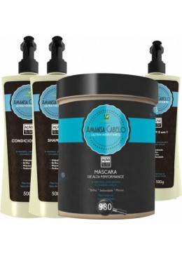 Cauterização Amansa Cabelo Hidratação Kit 4 - Hábito Cosmético Beautecombeleza.com