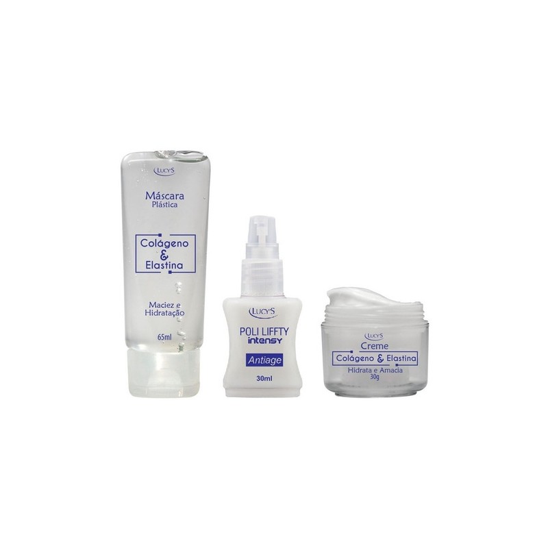 Colágeno Elastina Hidrata Macia Tratamento Rosto Máscara Kit  3 Produtos - Lucy's Beautecombeleza.com