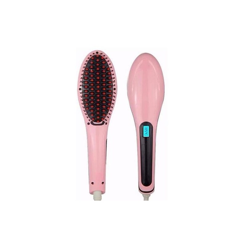 Straightening Magic Fast Hair Straightener Pink Bivolt Smoothing Brush