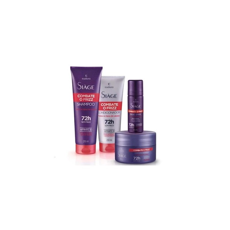 Siàge Frizz Combat 72h Protection Moisturizing 3D Treatment Kit 4 Itens - Eudora Beautecombeleza.com