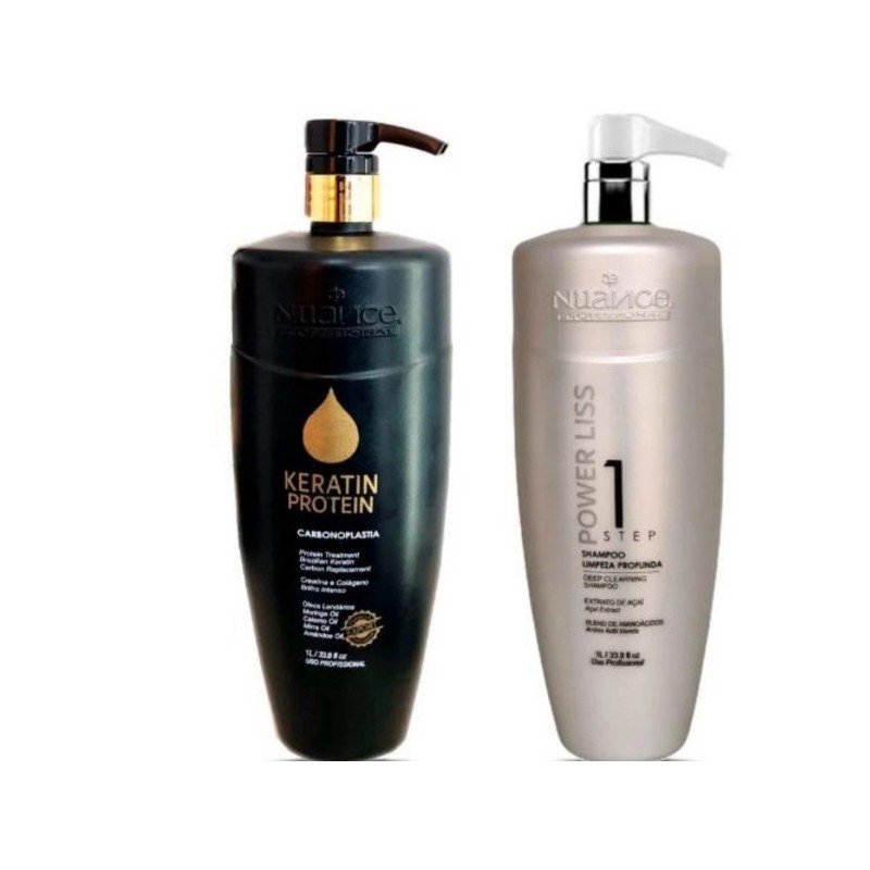 Keratin Protein Carbonoplastie + Shampooing Anti-Résidus Kit 2X1L - Nuance Beautecombeleza.com