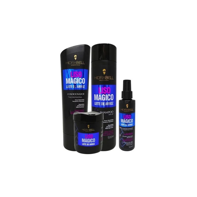 Combo Liso Mágico Leite de Arroz Kit 4 -Hidrabell Beautecombeleza.com Combo Liso Mágico Leite de Arroz Kit 4 -Hidrabell Beautecombeleza.com