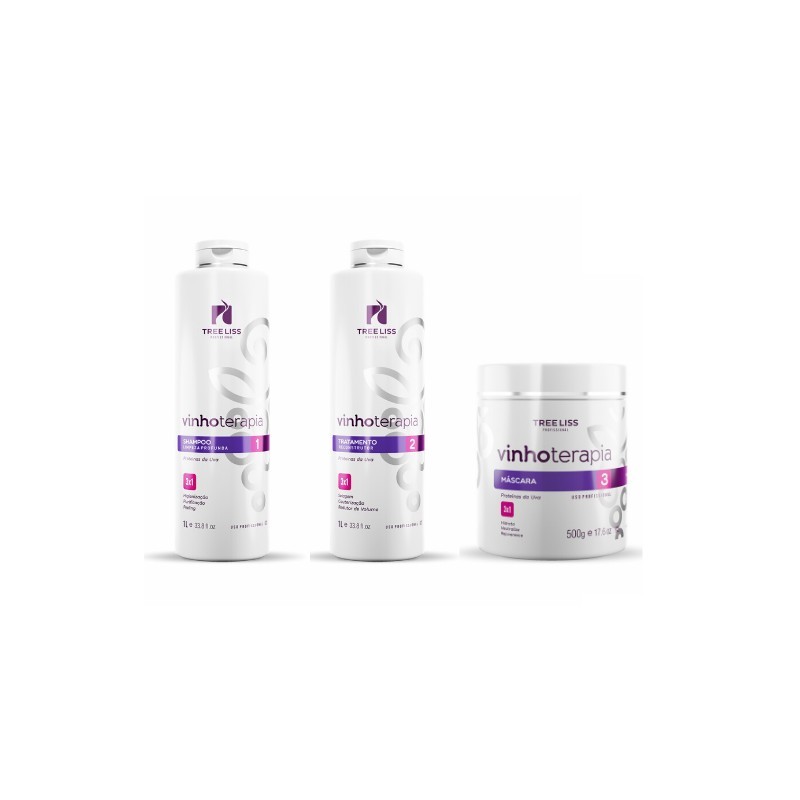 Vinhoterapia Kit 3x1L - Tree Liss Beautecombeleza.com Vinhoterapia Kit 3x1L - Tree Liss Beautecombeleza.com
