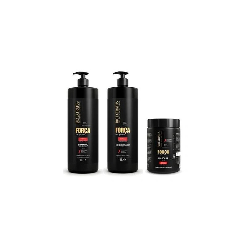 Kit 3 Products Bio Extratus Force With Pepper 1l Promotion - Bio Extratus Beautecombeleza.com