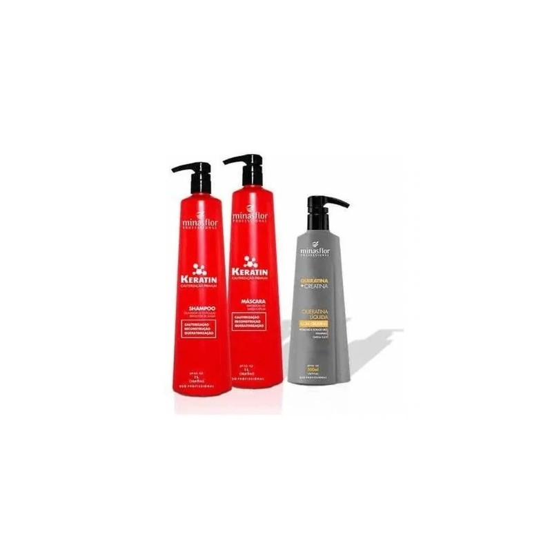 Cautérisation Keratin Reconstruction Premium Kit 3 Itens - Minas Flor Beautecombeleza.com