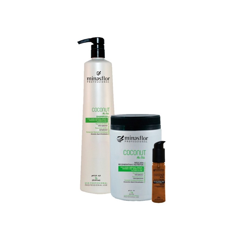 Coconut Mix Oils Post Chemistry Nourishing Treatment Kit 3 Itens - Minas Flor