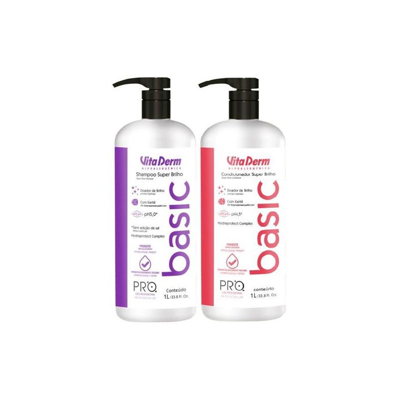 Kit Shampoo et Conditioner Basic 1 L - Vita Derm Beautecombeleza.com Kit Shampoo et Conditioner Basic 1 L - Vita Derm Beautecombeleza.com