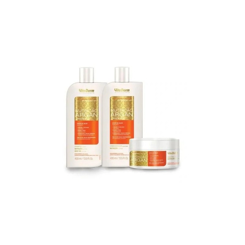 Kit 3 Products Nutrition Argan Vita Derm Beautecombeleza.com