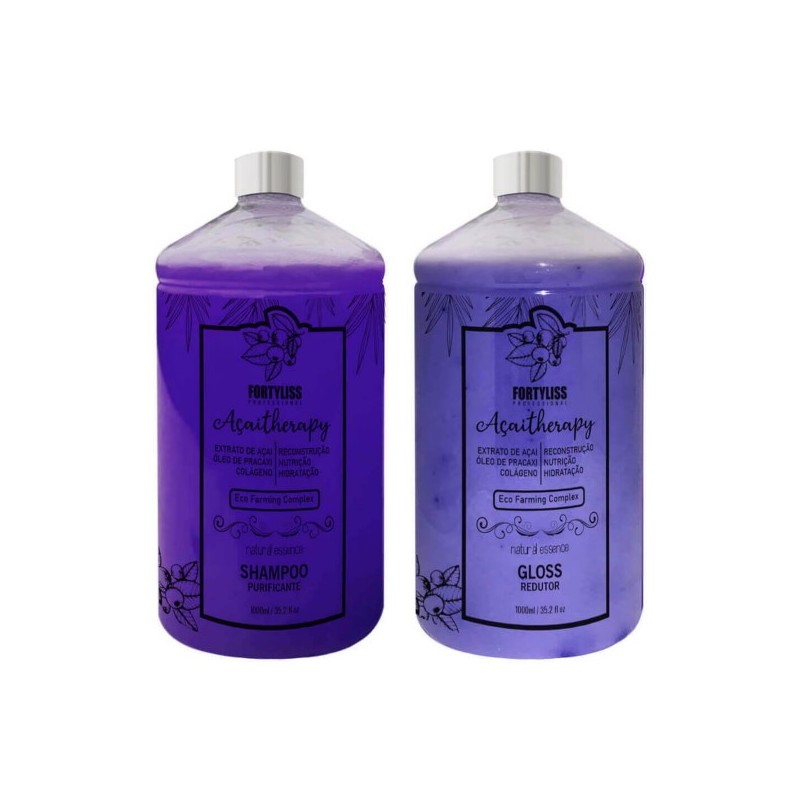 Eco Farming Complex Natural Hair Progressive Açaí Therapy Kit 2x1L - Forty Liss Beautecombeleza.com