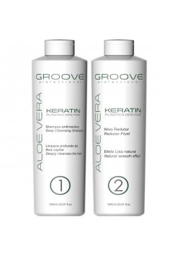 Plastique pour Cheveux Aloe Vera Keratin Lissage  2x1000ml - Groove  Beautecombeleza.com