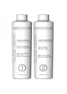 Plastique pour Cheveux Aloe Vera Keratin Lissage  2x1000ml - Groove Beautecombeleza.com