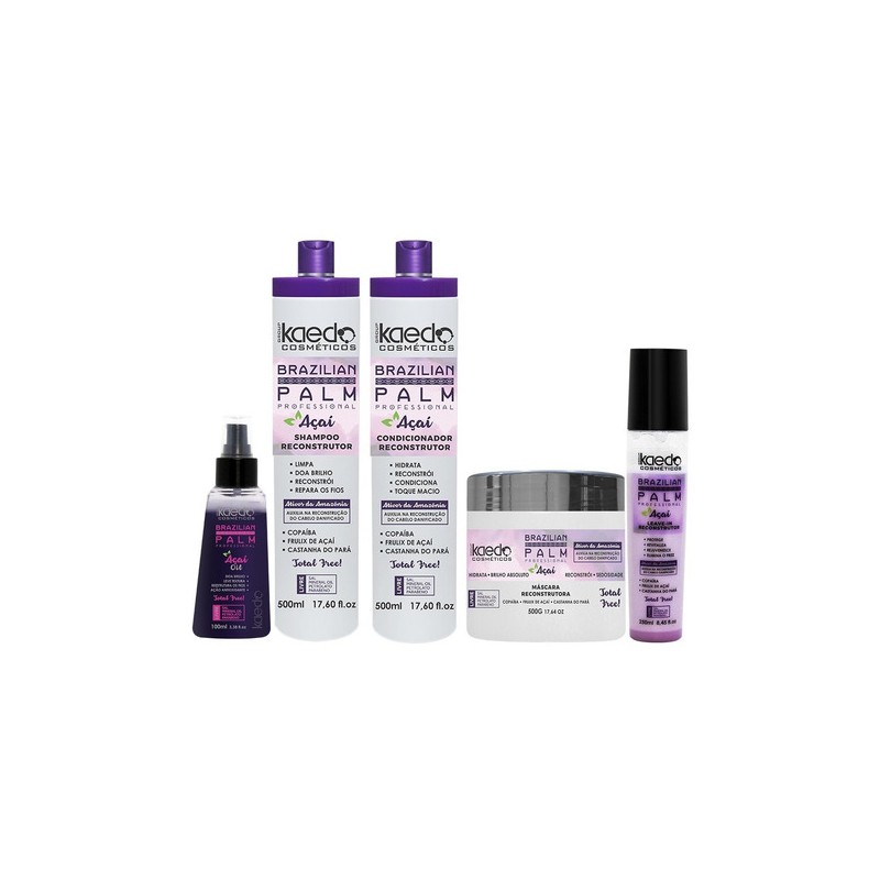 Kit Completo Brazilian Palm Açaí Profissional Kit 5 Itens - Kaedo Beautecombeleza.com Kit Completo Brazilian Palm Açaí Profissional Kit 5 Itens - Kaedo Beautecombeleza.com