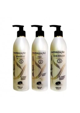 Cauterização Max Queratina Shampoo E Escova Cristalizada  Kit 3x500ml - Yllen Beautecombeleza.com