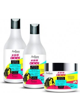 Coconut Collagen Vit. E Keratin #EuDeCachos Wahy Curly Hair Kit 3x500 - Anjore Beautecombeleza.com