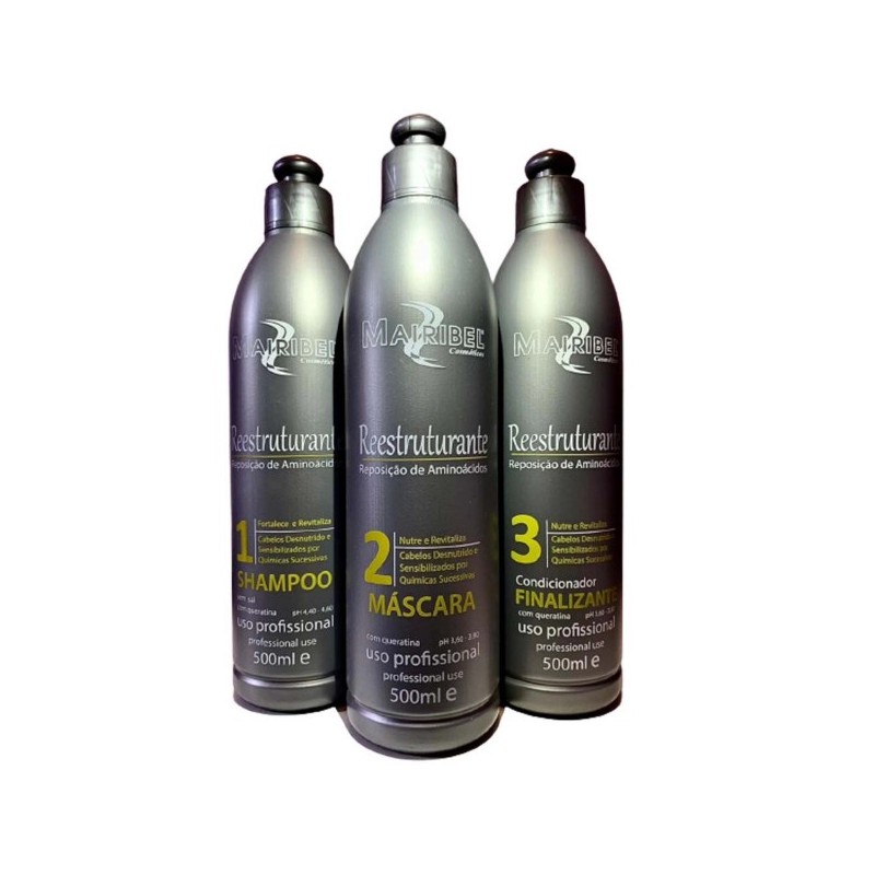 Reestruturante Reposição de Aminoácidos e Nutrientes Kit 3x500ml - Mairibel Beautecombeleza.com