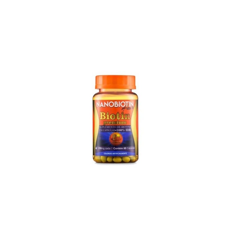 Supplément de Vitamines Biotin Premium Nanobiotin Hair 60 Cápsulas - Nanovin A Beautecombeleza.com