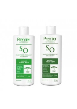 Smoother Organic Anti Frizz Okra Lactic Acid Treatment Kit 2x1L - Premier Hair Beautecombeleza.com