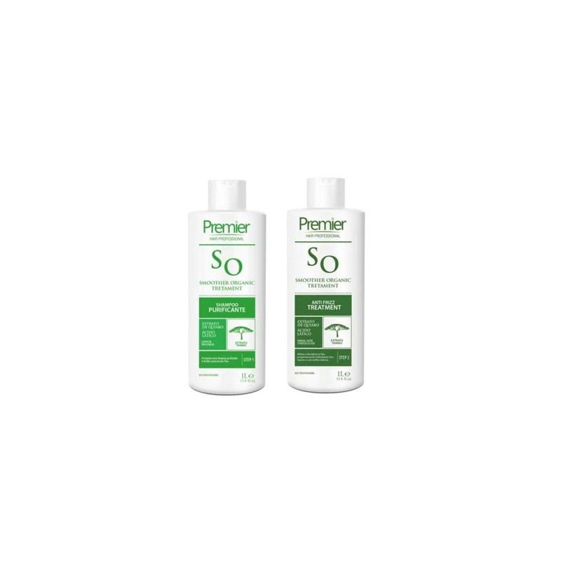 Escova Progressiva Orgânica Sem Formol Smoother Organic Kit 2x1L - Premier Hair Beautecombeleza.com