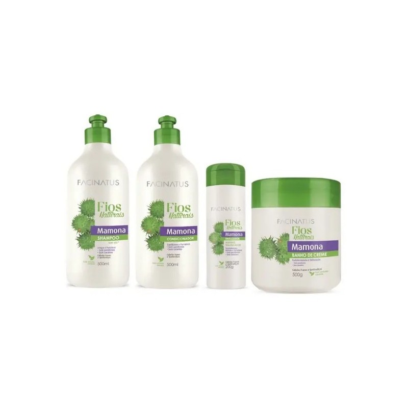 Fortalecedor de Mamona Fios Naturais Kit 4 - Facinatus Beautecombeleza.com