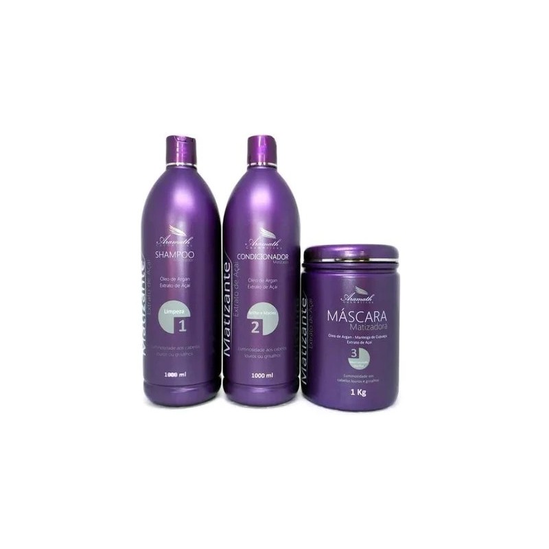 Matizador Profissional Extrato De Açai Kit 3x1000ml - Aramath Beautecombeleza.com