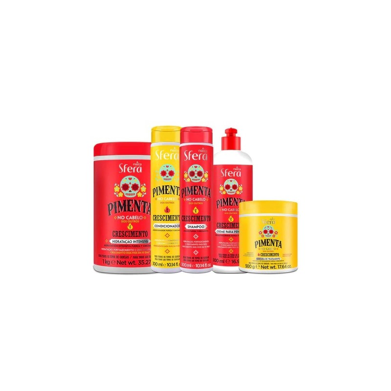 Pimenta Pepper Hair Growth Strength Home Care Treatment Kit 5 Itens - Nazca Beautecombeleza.com