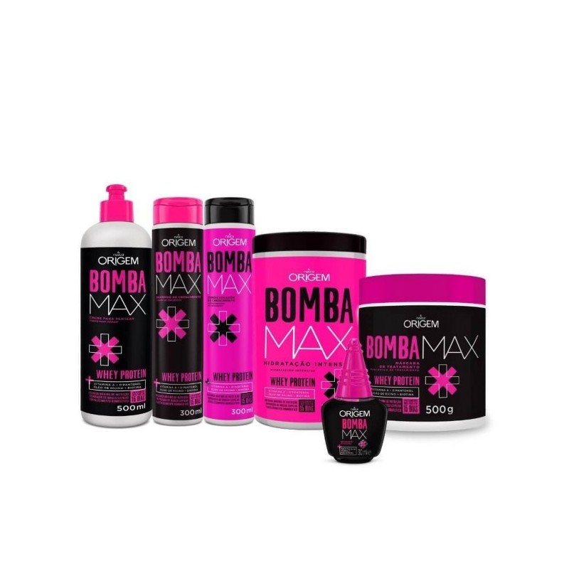 Bomba Max Pump Maintenance Whey Protein Hair Treatment Kit 6 Itens - Nazca Beautecombeleza.com