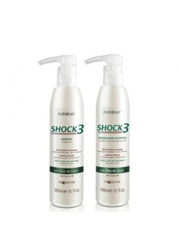 Moisturizing Damaged Repair Instant Result Shock3 Coconut 2x300ml - NutraHair Beautecombeleza.com