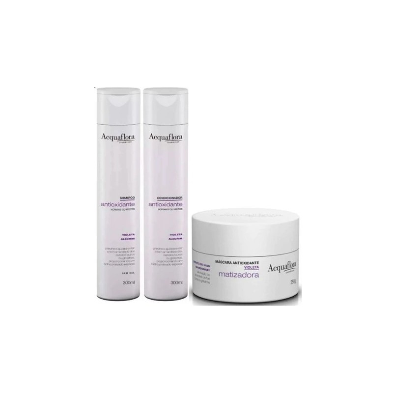 Matizador Violeta Roxo Antioxidante Kit 3 Itens - Acquaflora Beautecombeleza.com