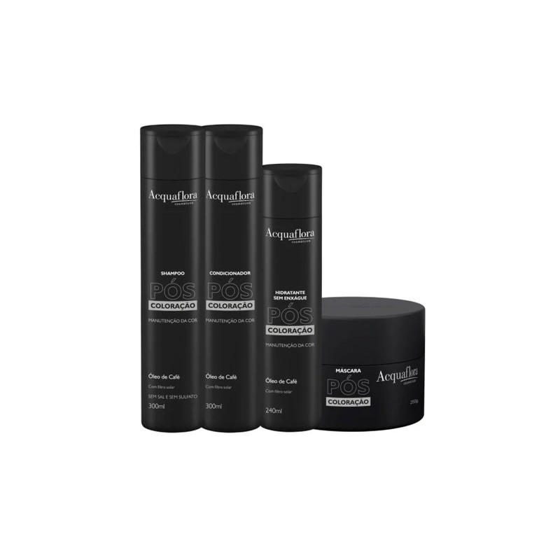 Post Coloring Hair Maintenance Moisturizing Treatment Kit 4 Itens - Acquaflora Beautecombeleza.com Post Coloring Hair Maintenance Moisturizing Treatment Kit 4 Itens - Acquaflora Beautecombeleza.com