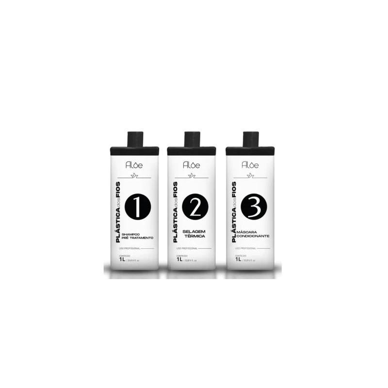 Plástica Dos Fios 3 Passos Kit 3x1L - Aloe Beautecombeleza.com Plástica Dos Fios 3 Passos Kit 3x1L - Aloe Beautecombeleza.com