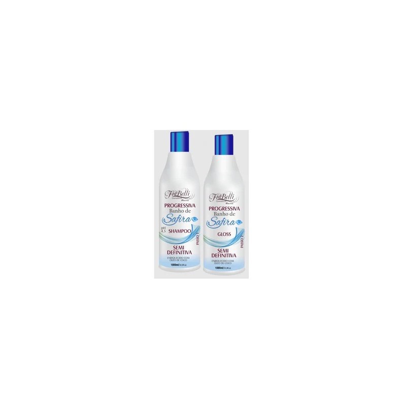 Escova Progressiva Banho De Safira Semi Definitiva Kit 2x1L - FioBelli Beautecombeleza.com