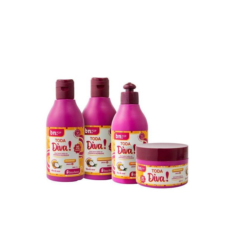 Professional Curly Wavy Hair Treatment Natural Beauty All Diva 5 Prod. - bn.POP Beautecombeleza.com