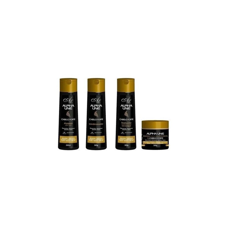 Cheveux Forts Shampoo + Cond + Finisher + Masque Kit 4 - Alpha Line Beautecombeleza.com