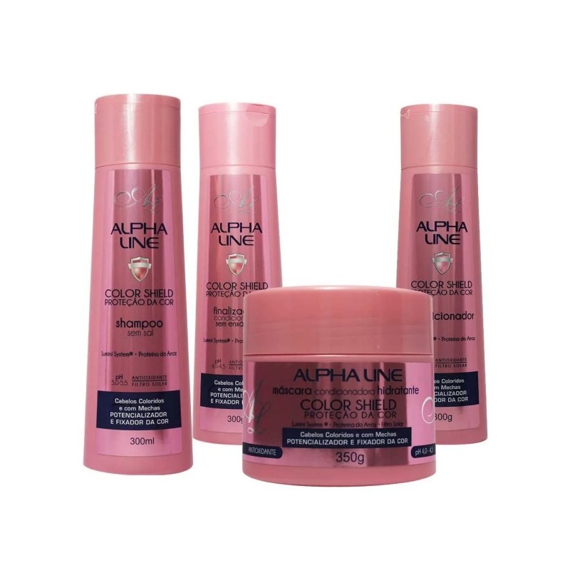 Shamp + Cond+ Finaliz + Masq Color Shield Kit 4 Itens - Alpha Line Beautecombeleza.com Shamp + Cond+ Finaliz + Masq Color Shield Kit 4 Itens - Alpha Line Beautecombeleza.com