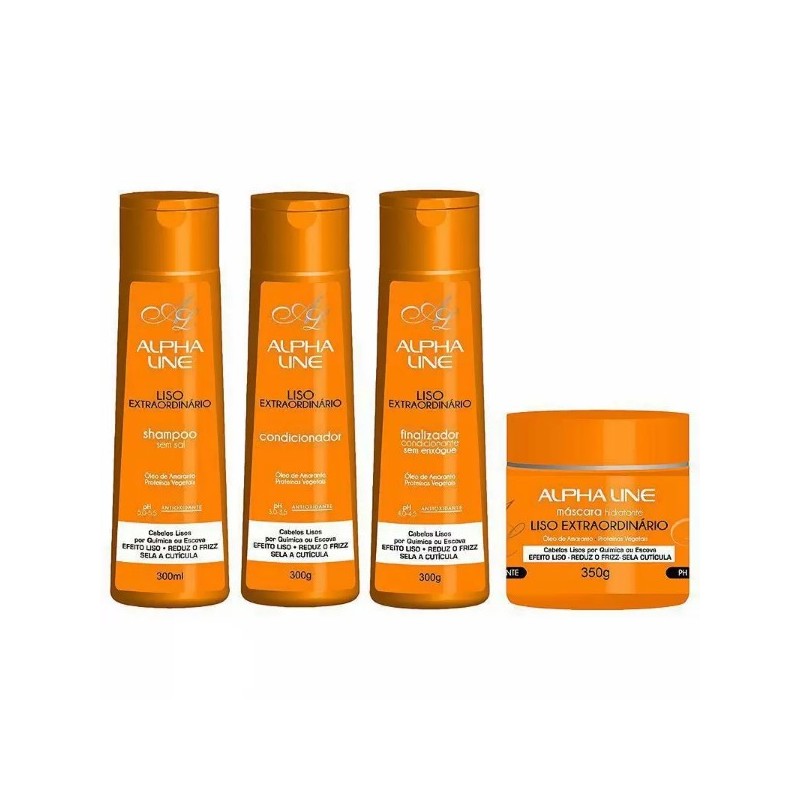 Extraordinary Smooth Liso Hair Moisturizing Straightening Kit 4 Itens - Alpha Line Beautecombeleza.com