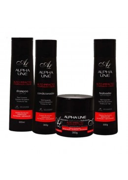 High Impact Hair Healing Repair Shine Keratin Treatment Kit 4 Itens - Alpha Line Beautecombeleza.com