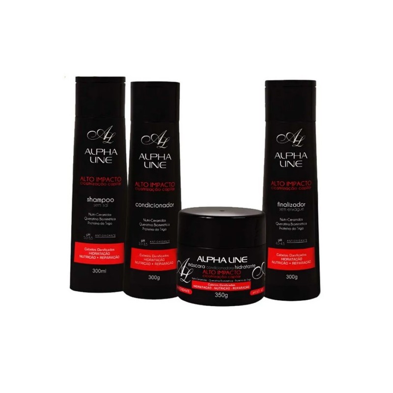 High Impact Hair Healing Repair Shine Keratin Treatment Kit 4 Itens - Alpha Line Beautecombeleza.com