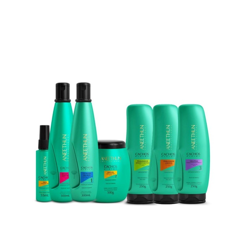 Cachos Curly Hair Curls Maintenance Hydration Treatment Kit 7 Itens - Aneethun Beautecombeleza.com