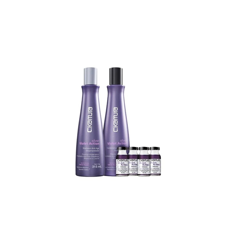 C.Kamura Silver Violet Action Matizadora Cheveux Blonds Trio Kit (3 Produits) Beautecombeleza.com