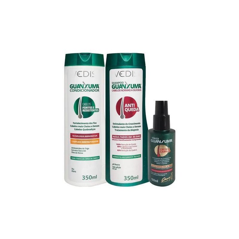 Kit Guanxuma Shampoo Condicionador E Tônico Capilar - Vedis 
Beautecombeleza.com