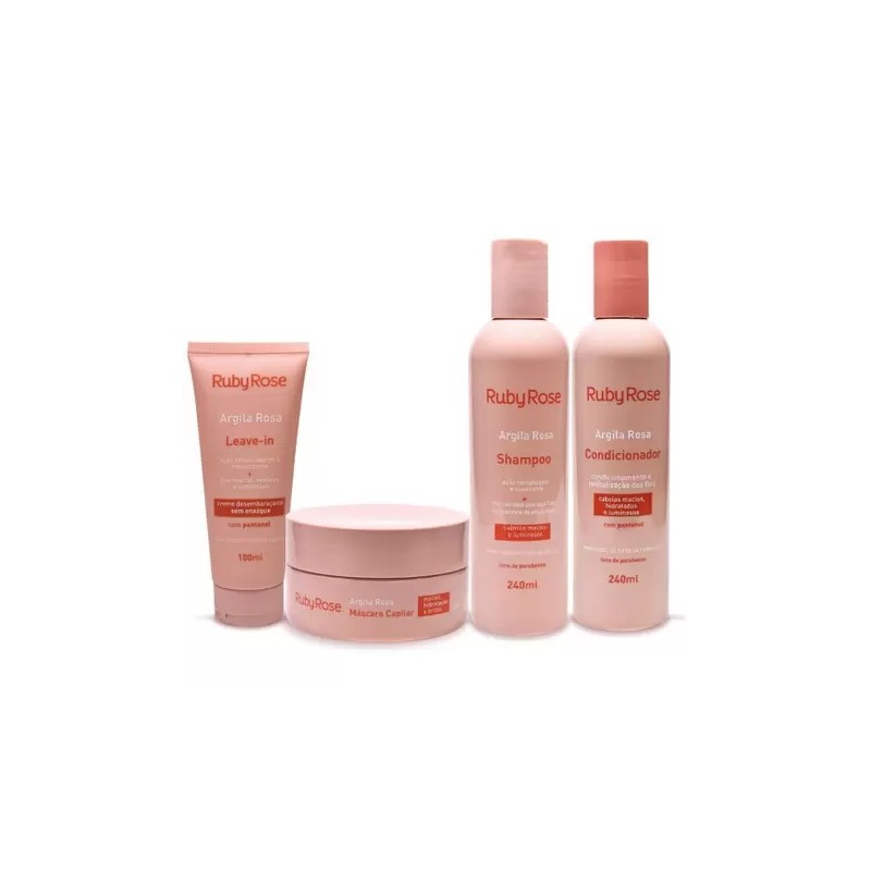 Linha Capilar Argila Rosa Ruby Rose 4 Produtos - Ruby Rose Beautecombeleza.com Linha Capilar Argila Rosa Ruby Rose 4 Produtos - Ruby Rose Beautecombeleza.com