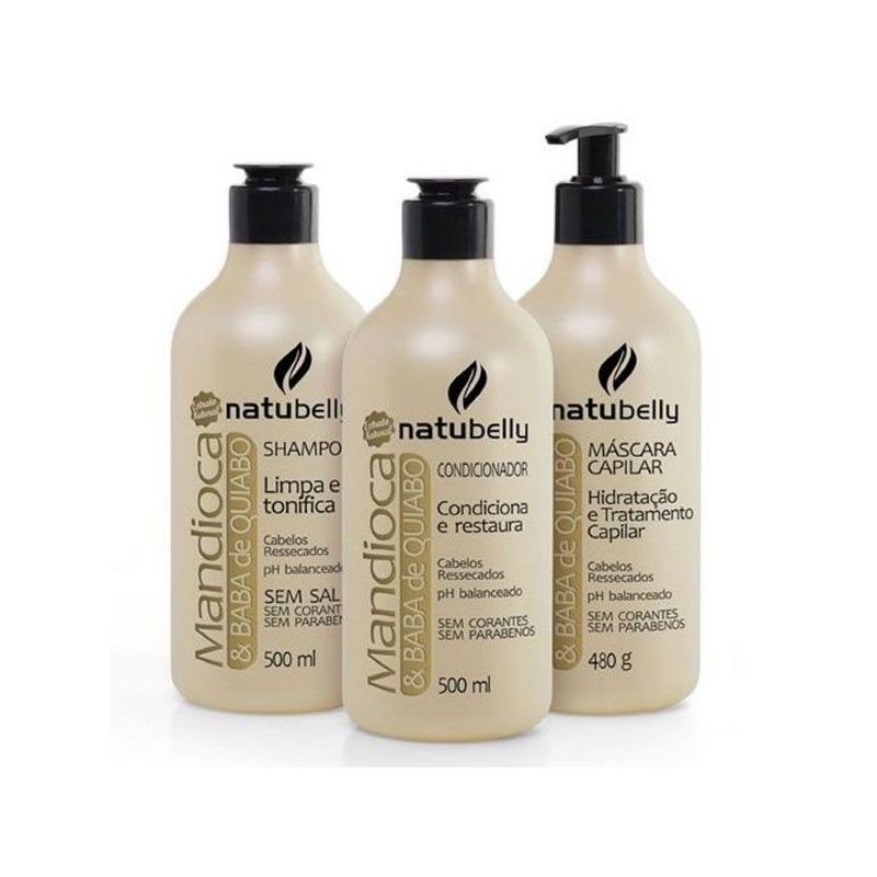 Hydratation Capillaire Manioc & Gombo Kit 3x 500g  - Natubelly 
 Beautecombeleza.com