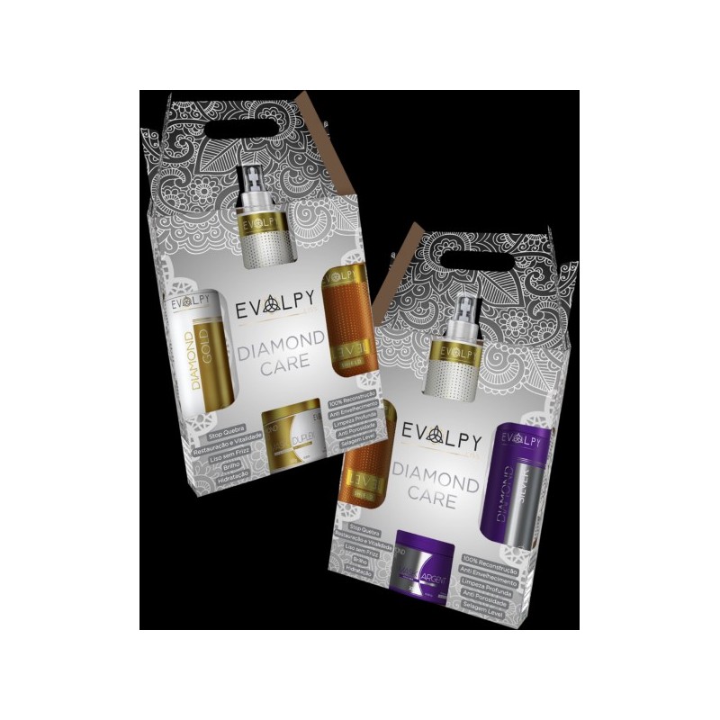 Diamond Gold e Silver + Level Spray + Queratina Nutritiva 2 Caixa 8 Prod. - Evolpy Liss Beautecombeleza.com