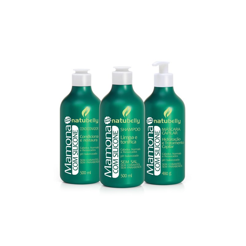 Mamona com Silicone Hidratação Kit 3 - Natubelly Cosméticos Beautecombeleza.com Mamona com Silicone Hidratação Kit 3 - Natubelly Cosméticos Beautecombeleza.com