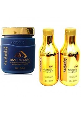 Gold Bath Tecno Gold Hair Strenghtening Hyaluronic Acid Collagen Treatment Kit 3 Itens - Hobety Beautecombeleza.com