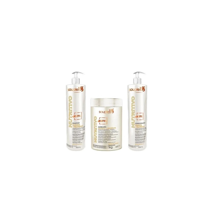 Nourishing Spa Nutritivo Damaged Dry Hair Quinoa Proteins Treatment Kit 3x1l - Souple Liss Beautecombeleza.com