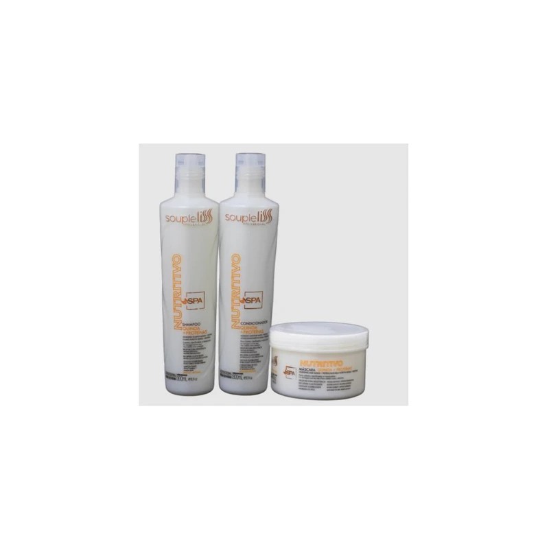 Nourishing Spa Nutritivo Damaged Dry Hair Quinoa Proteins Treatment Kit 3x300 - Souple Liss Beautecombeleza.com